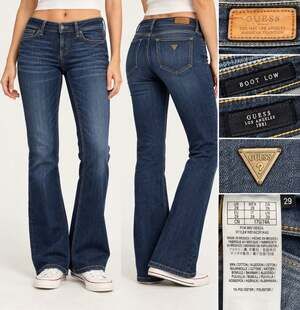 Y2K Indie Sleaze Guess Low Rise Bootcut Jeans Size 29 Dark Wash Indigo 2000s